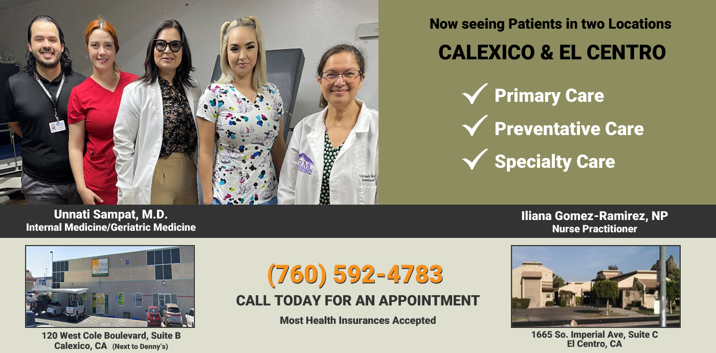 Dr. Sampat now seeing patients at two locations in Calexico and El Centro